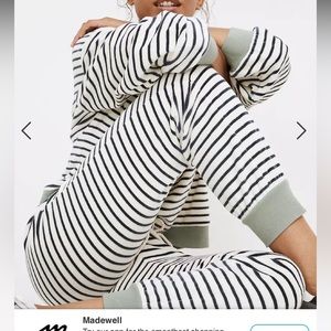 Madewell slim weekend velour stripe joggers plants